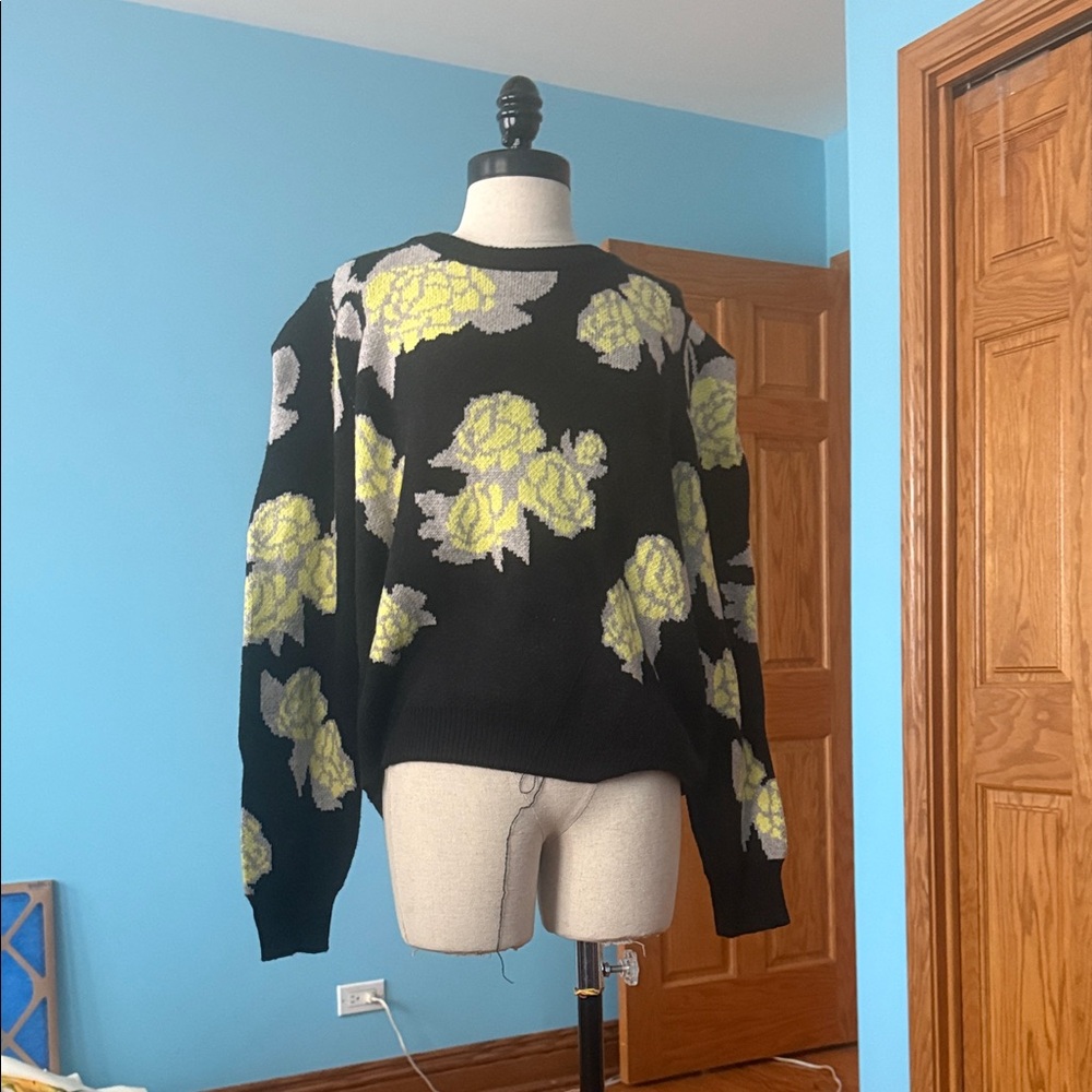 Floral Black and Yellow Sweater
